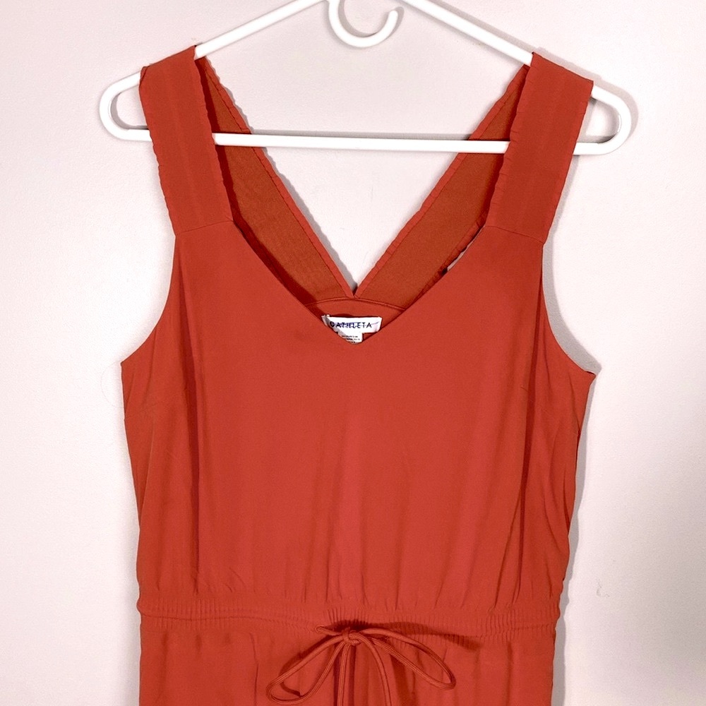 Athleta Savannah Strap Mini Orange Tie Front Sundress size medium - Picture 3 of 12